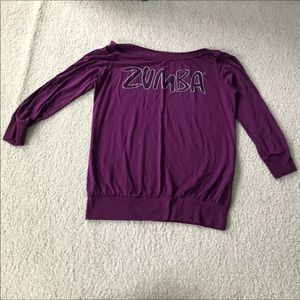 Zumba off the shoulder purple 3/4 shirt